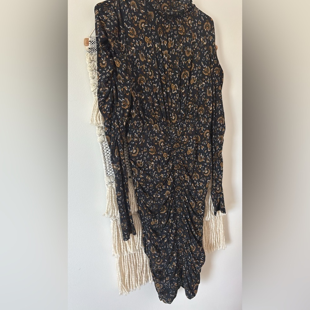 NWOT Veronica Beard Gretna Paisley Print Mini Dress Ruched Floral Brown Size M - Picture 4 of 7